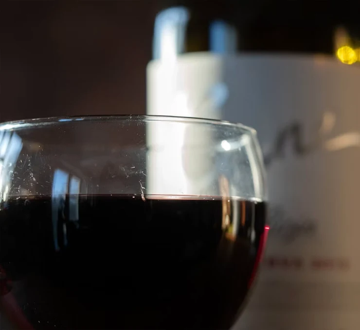 A close photo of a glass of spanish wine